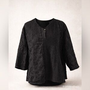 POL Elegant Black Patchwork Blouse